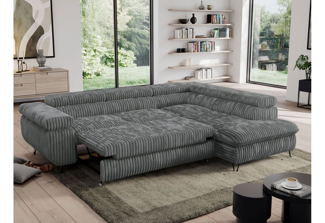 Narożnik PEDRO L - strona prawa - szary, sztruks