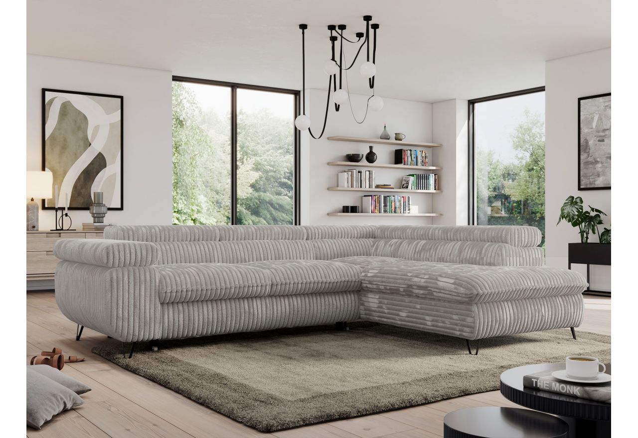 Narożnik PEDRO L - strona prawa - jasnoszary, sztruks