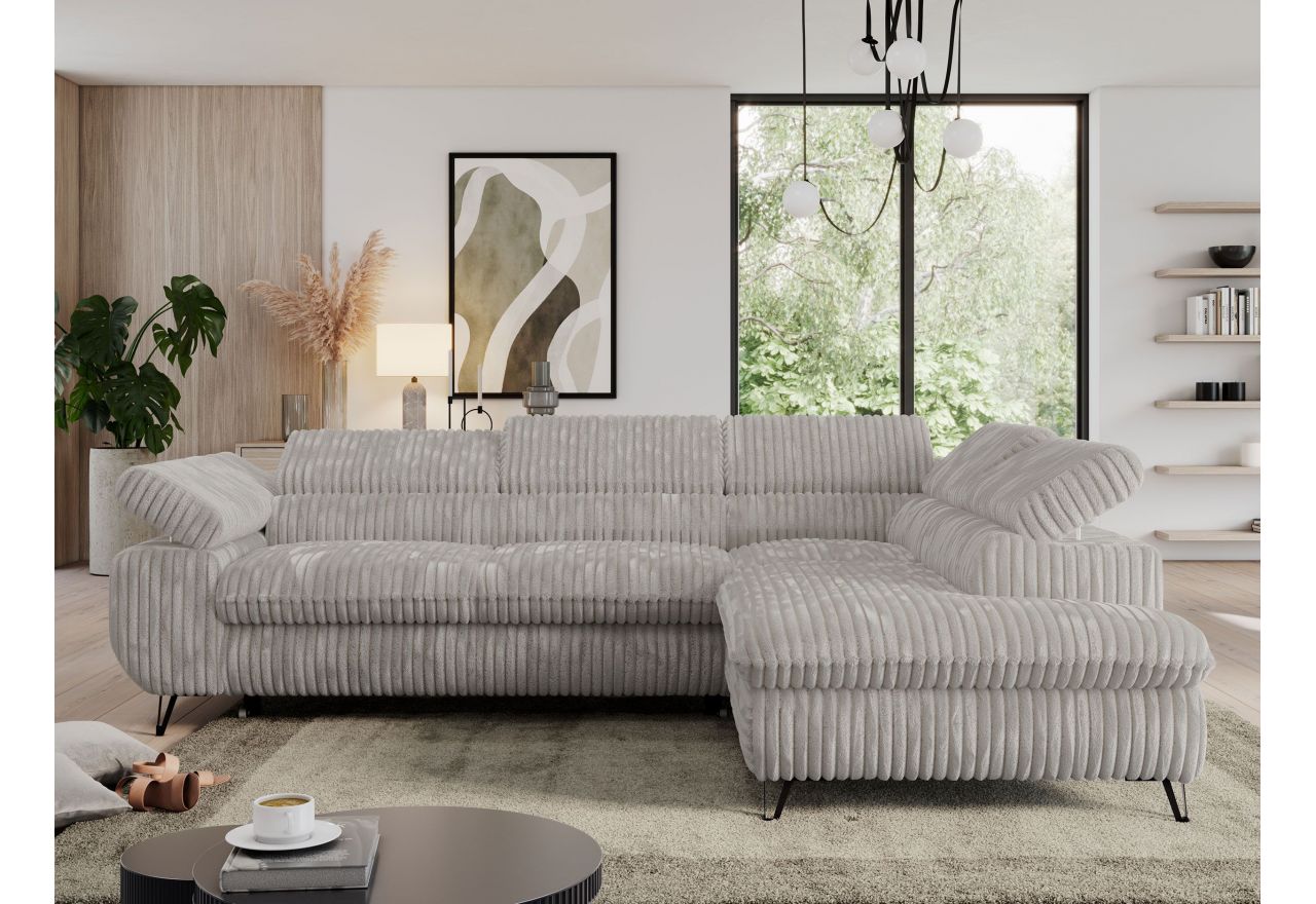 Narożnik PEDRO L - strona prawa - jasnoszary, sztruks