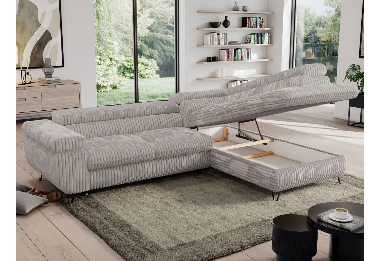 Narożnik PEDRO L - strona prawa - jasnoszary, sztruks