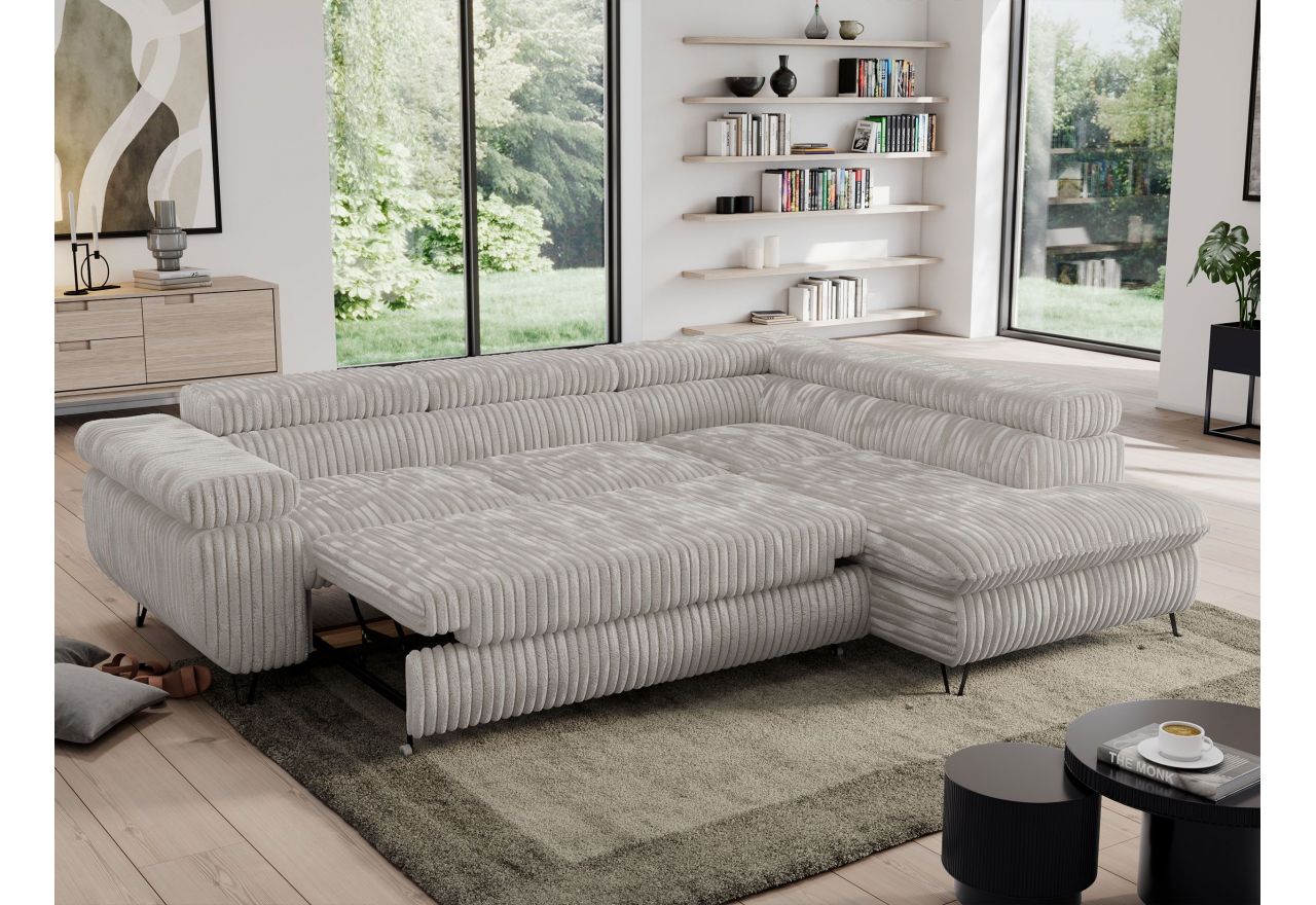 Narożnik PEDRO L - strona prawa - jasnoszary, sztruks