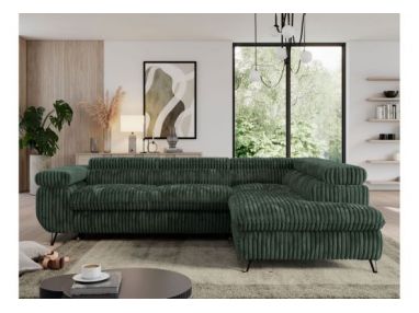 Narożnik PEDRO L - strona prawa - ciemnozielony, sztruks