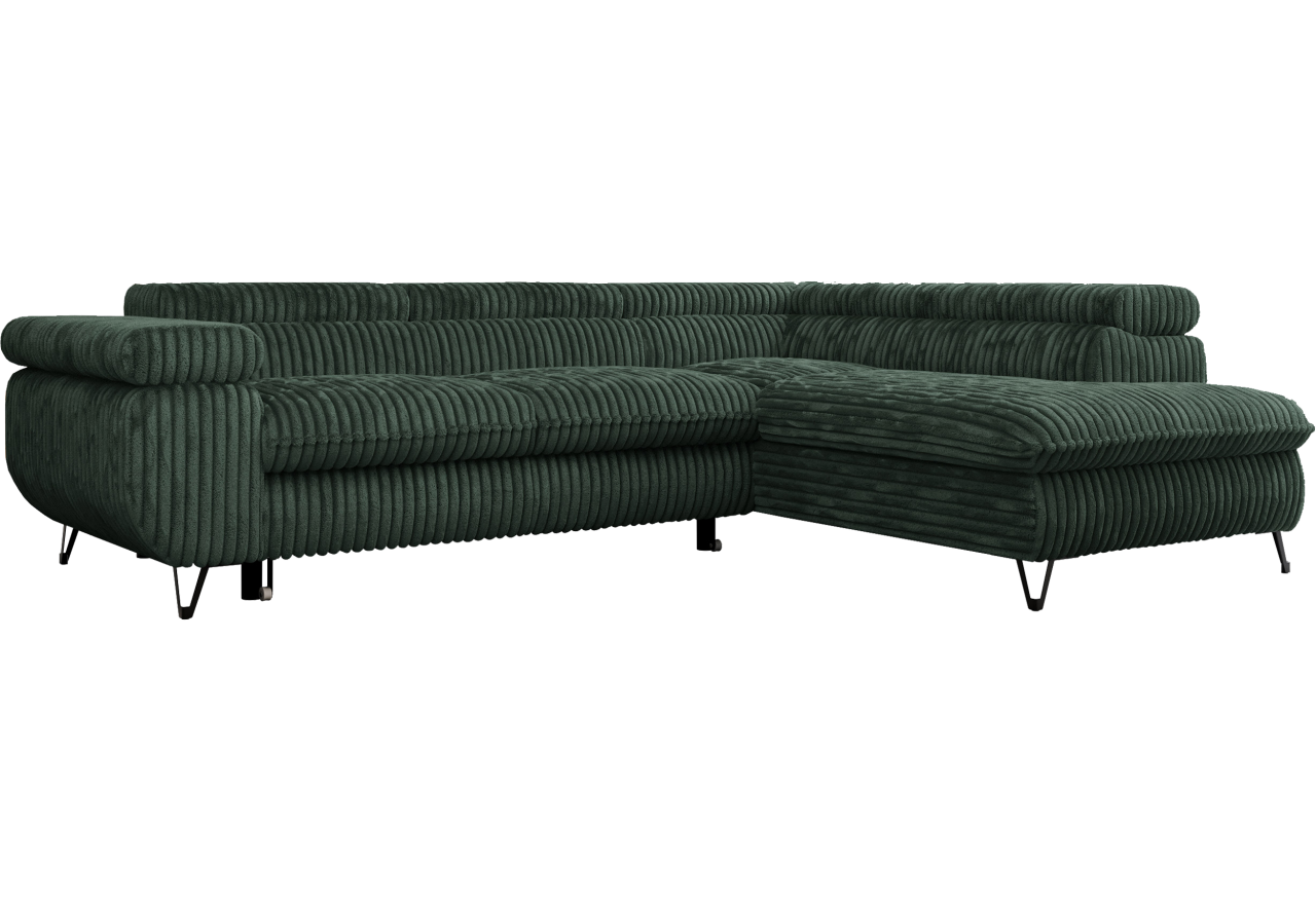 Narożnik PEDRO L - strona prawa - ciemnozielony, sztruks