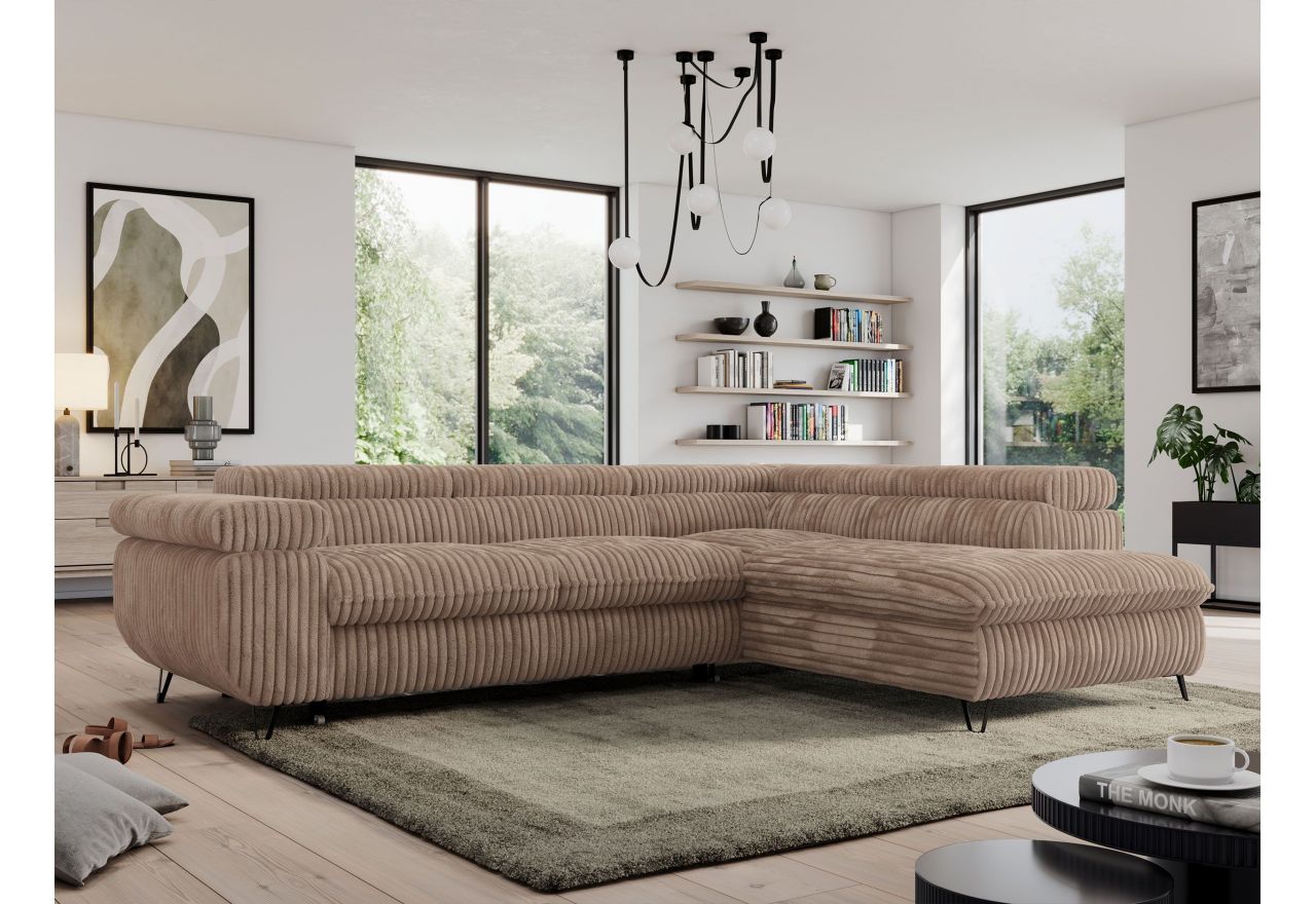 Narożnik PEDRO L - strona prawa - brązowy, sztruks