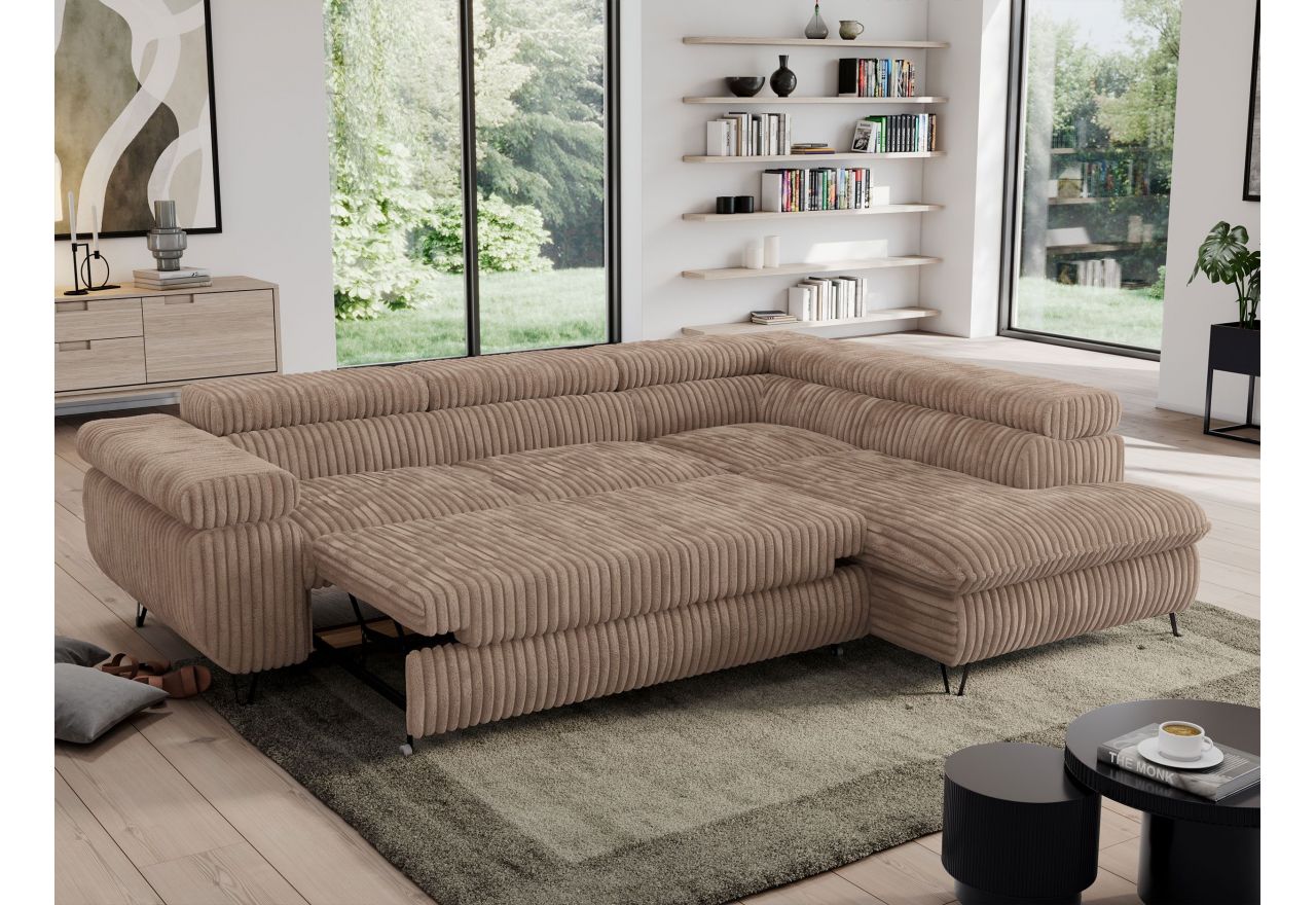 Narożnik PEDRO L - strona prawa - brązowy, sztruks