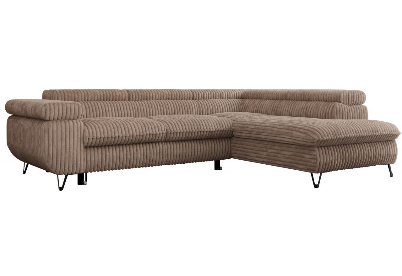 Narożnik PEDRO L - strona prawa - brązowy, sztruks