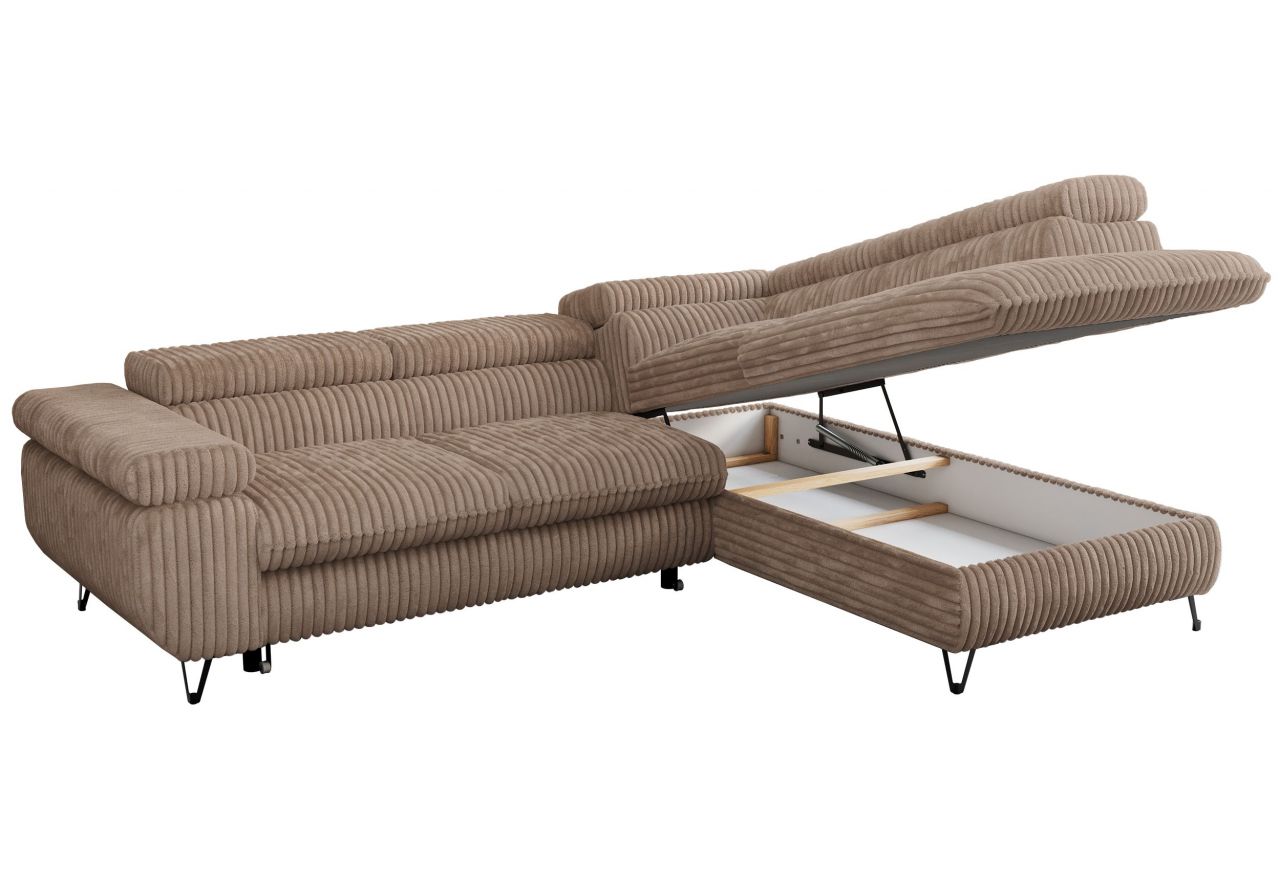 Narożnik PEDRO L - strona prawa - brązowy, sztruks