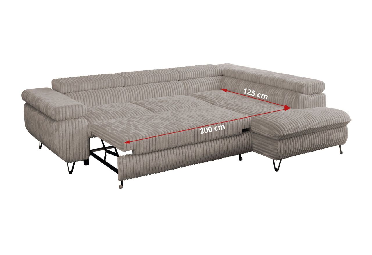 Narożnik PEDRO L - strona prawa - jasnobrązowy, sztruks