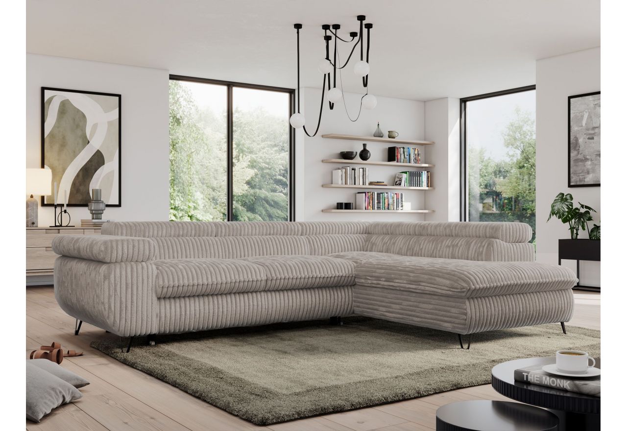 Narożnik PEDRO L - strona prawa - jasnobrązowy, sztruks