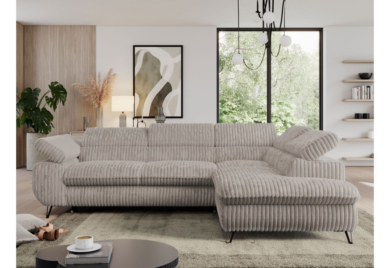 Narożnik PEDRO L - strona prawa - jasnobrązowy, sztruks