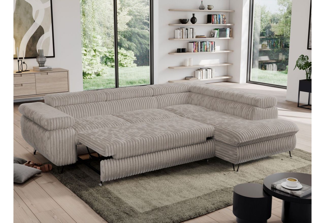 Narożnik PEDRO L - strona prawa - jasnobrązowy, sztruks