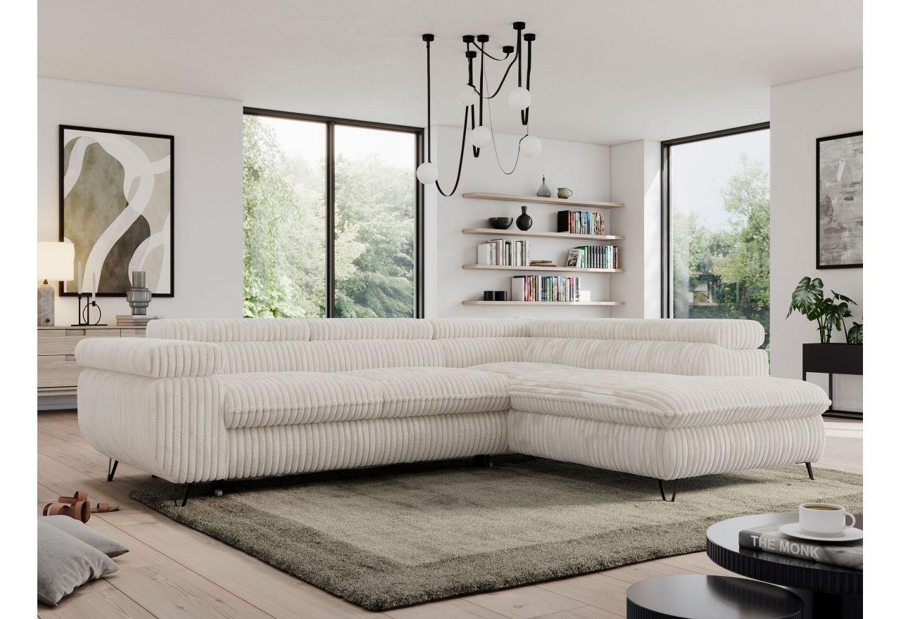 Narożnik PEDRO L - strona prawa - beżowy, sztruks