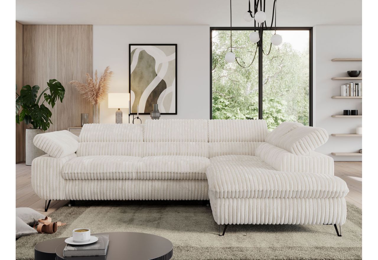 Narożnik PEDRO L - strona prawa - beżowy, sztruks