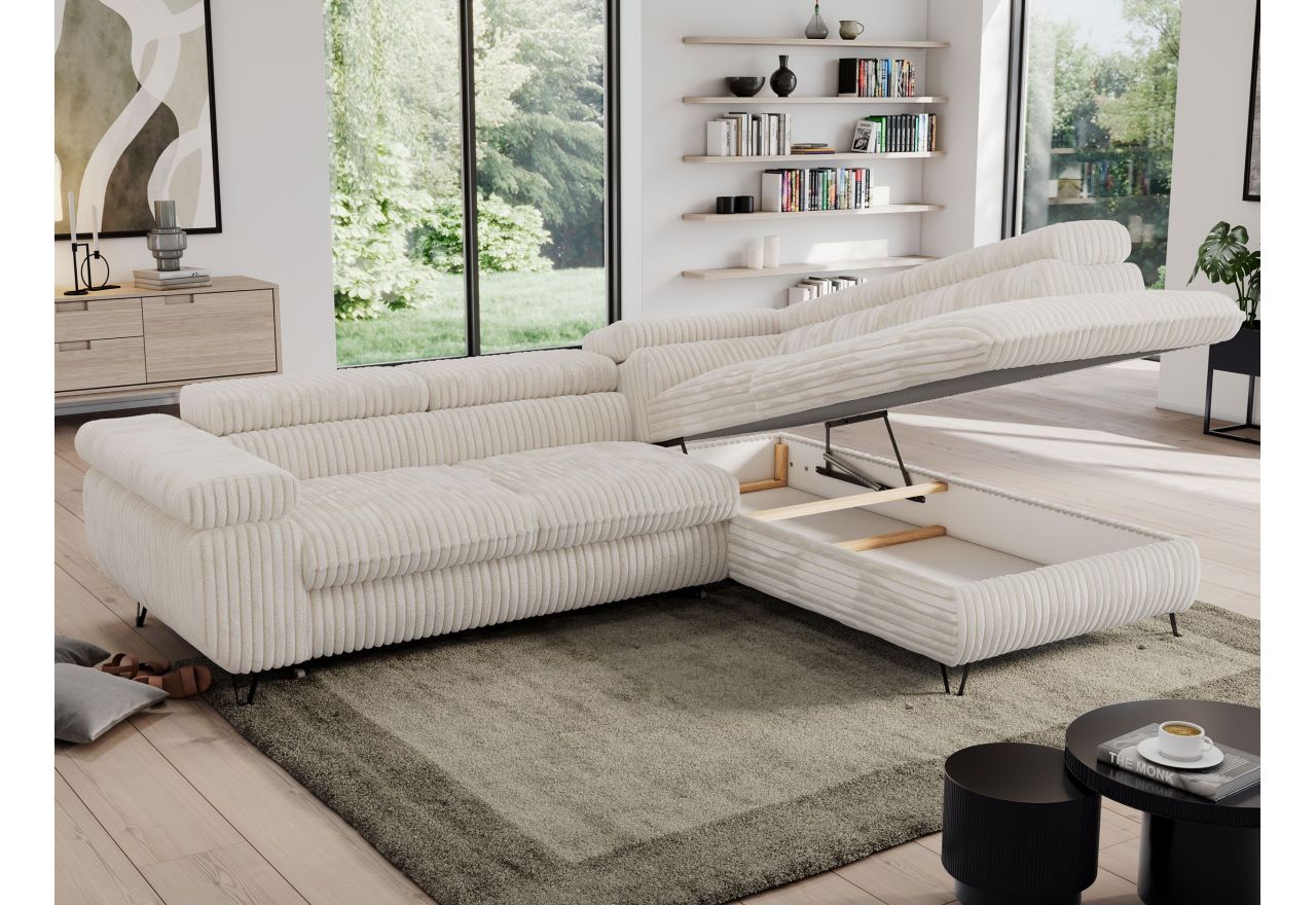 Narożnik PEDRO L - strona prawa - beżowy, sztruks