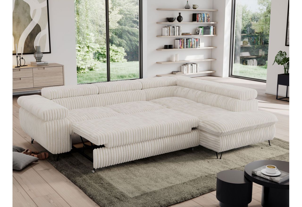 Narożnik PEDRO L - strona prawa - beżowy, sztruks