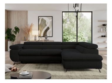 Narożnik PEDRO L - strona prawa - czarny, boucle