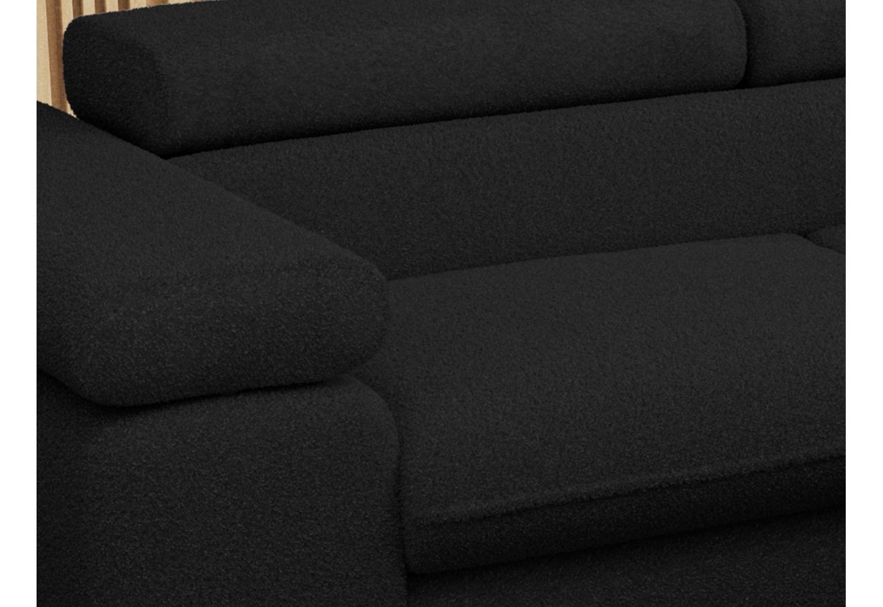 Narożnik PEDRO L - strona prawa - czarny, boucle