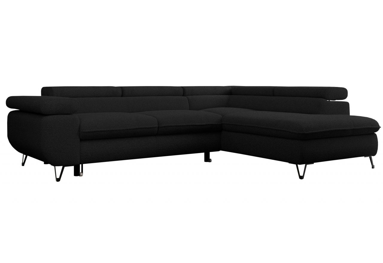 Narożnik PEDRO L - strona prawa - czarny, boucle