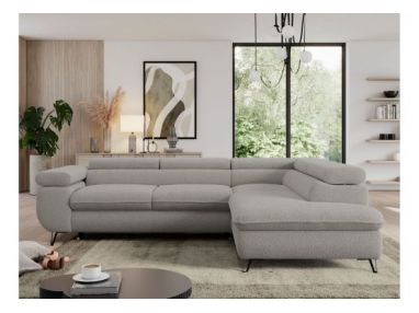 Narożnik PEDRO L - strona prawa - jasnoszary, boucle