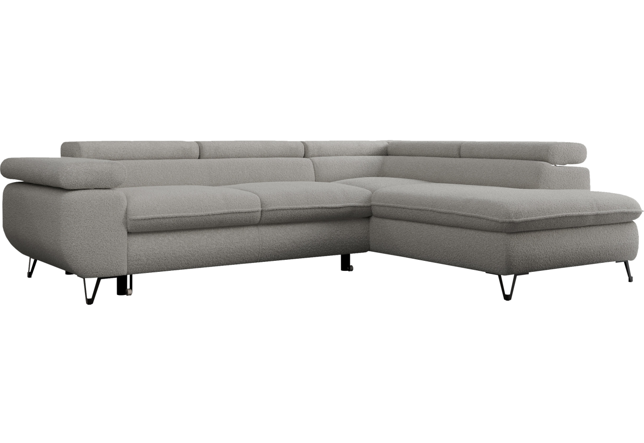 Narożnik PEDRO L - strona prawa - jasnoszary, boucle