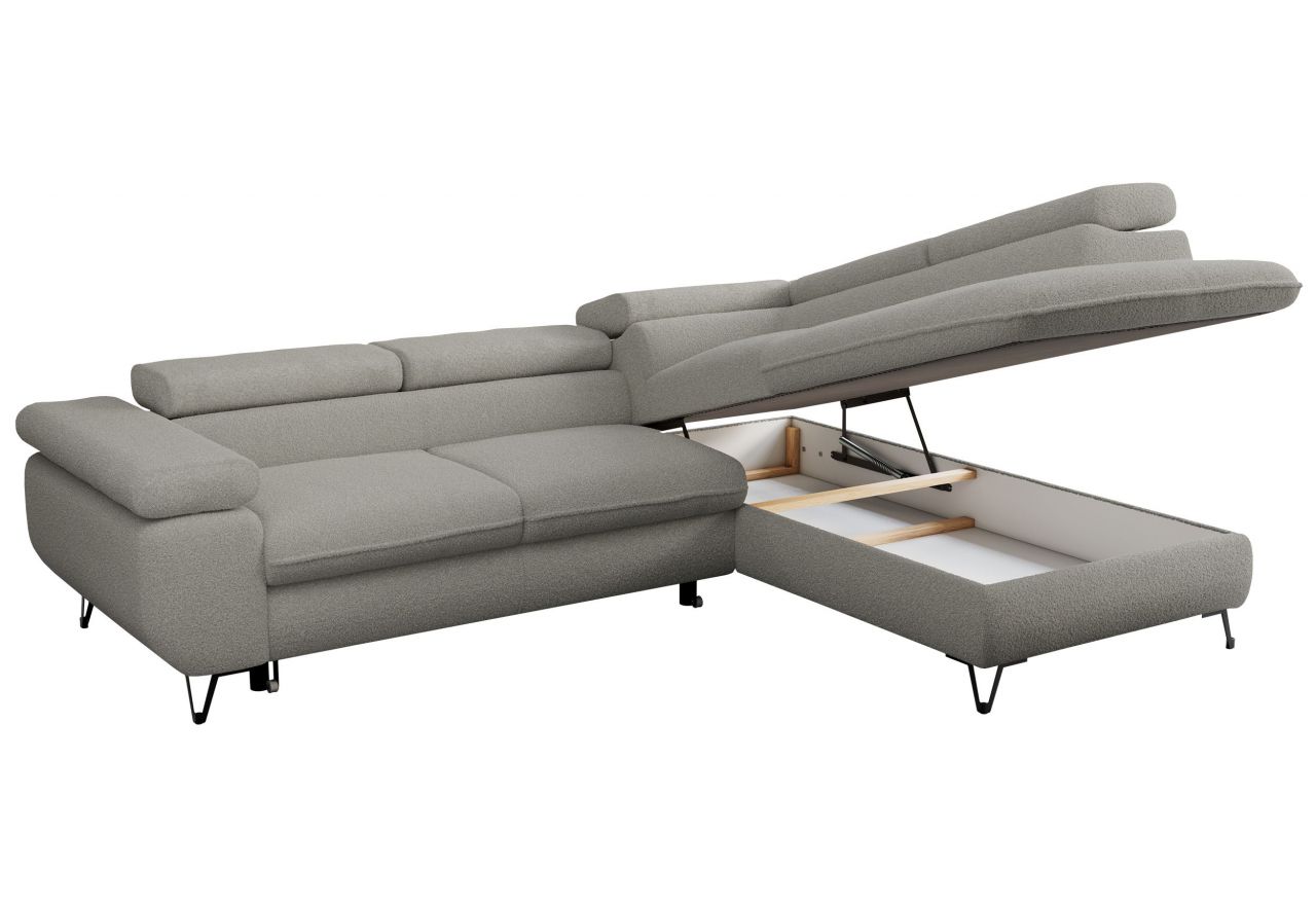 Narożnik PEDRO L - strona prawa - jasnoszary, boucle