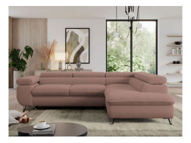 Narożnik PEDRO L - strona prawa - różowy, boucle