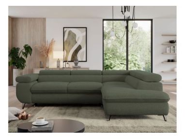 Narożnik PEDRO L - strona prawa - ciemnozielony, boucle