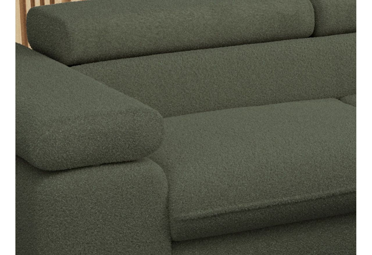 Narożnik PEDRO L - strona prawa - ciemnozielony, boucle