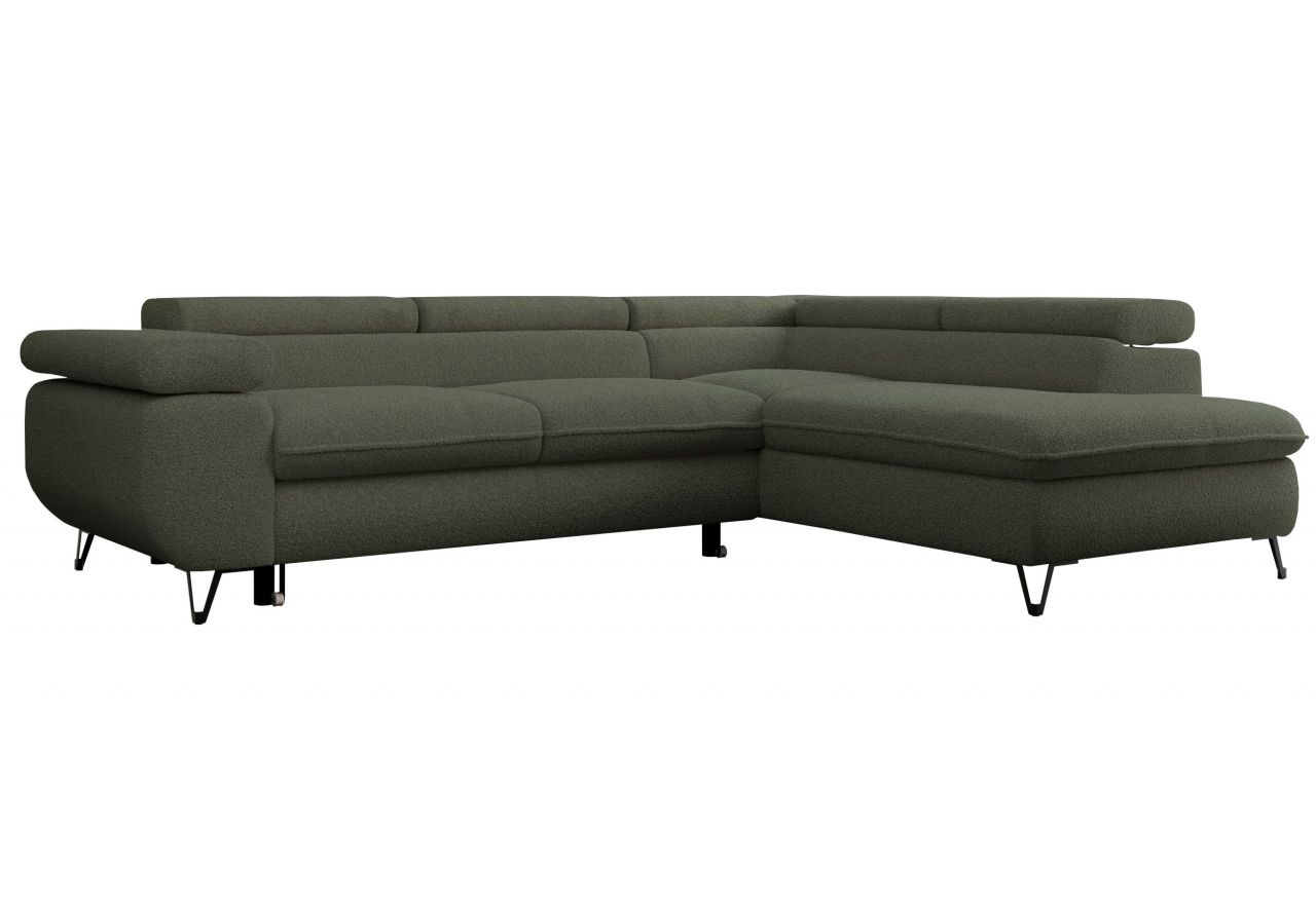 Narożnik PEDRO L - strona prawa - ciemnozielony, boucle