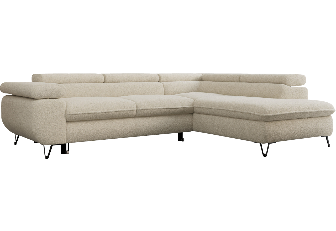 Narożnik PEDRO L - strona prawa - beżowy, boucle