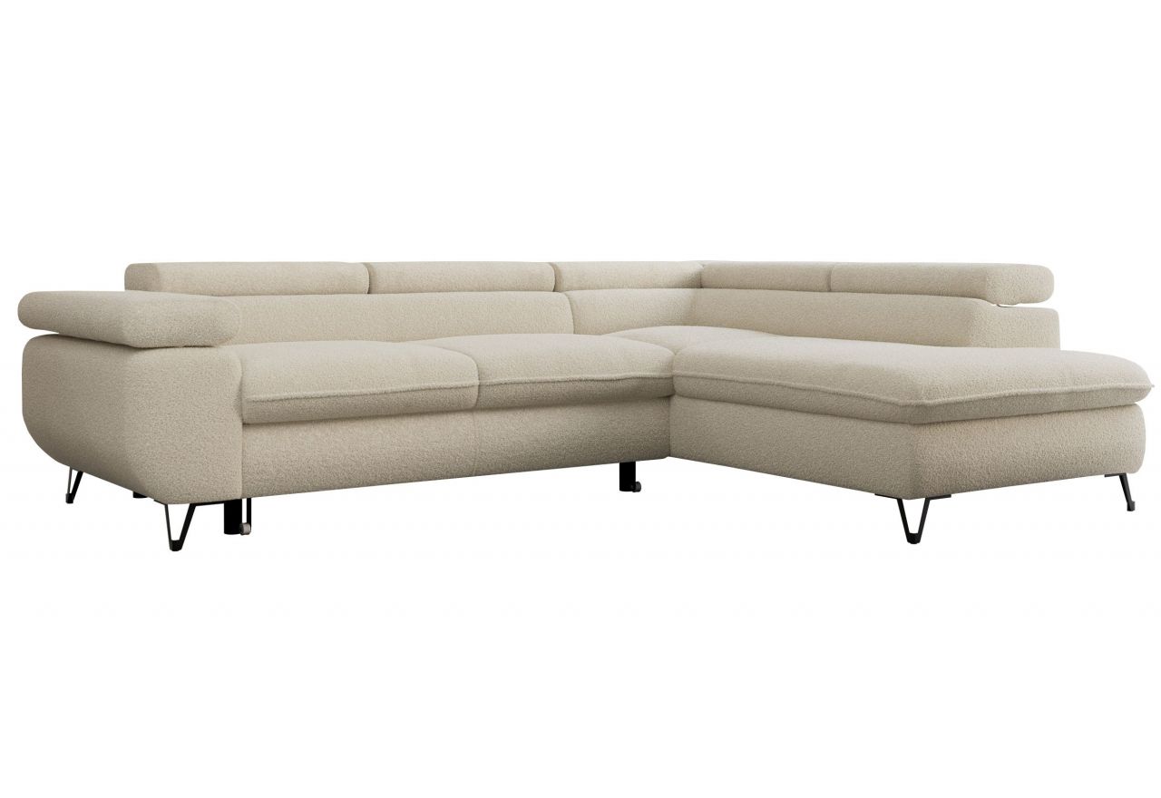 Narożnik PEDRO L - strona prawa - beżowy, boucle