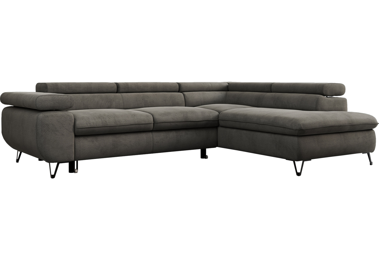 Narożnik PEDRO L - strona prawa - ciemnoszary, welwet