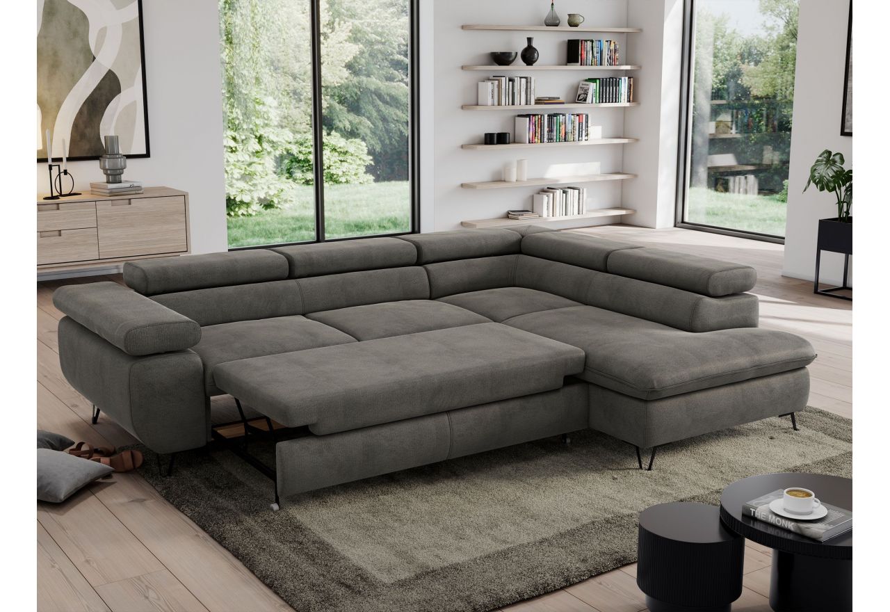 Narożnik PEDRO L - strona prawa - ciemnoszary, welwet