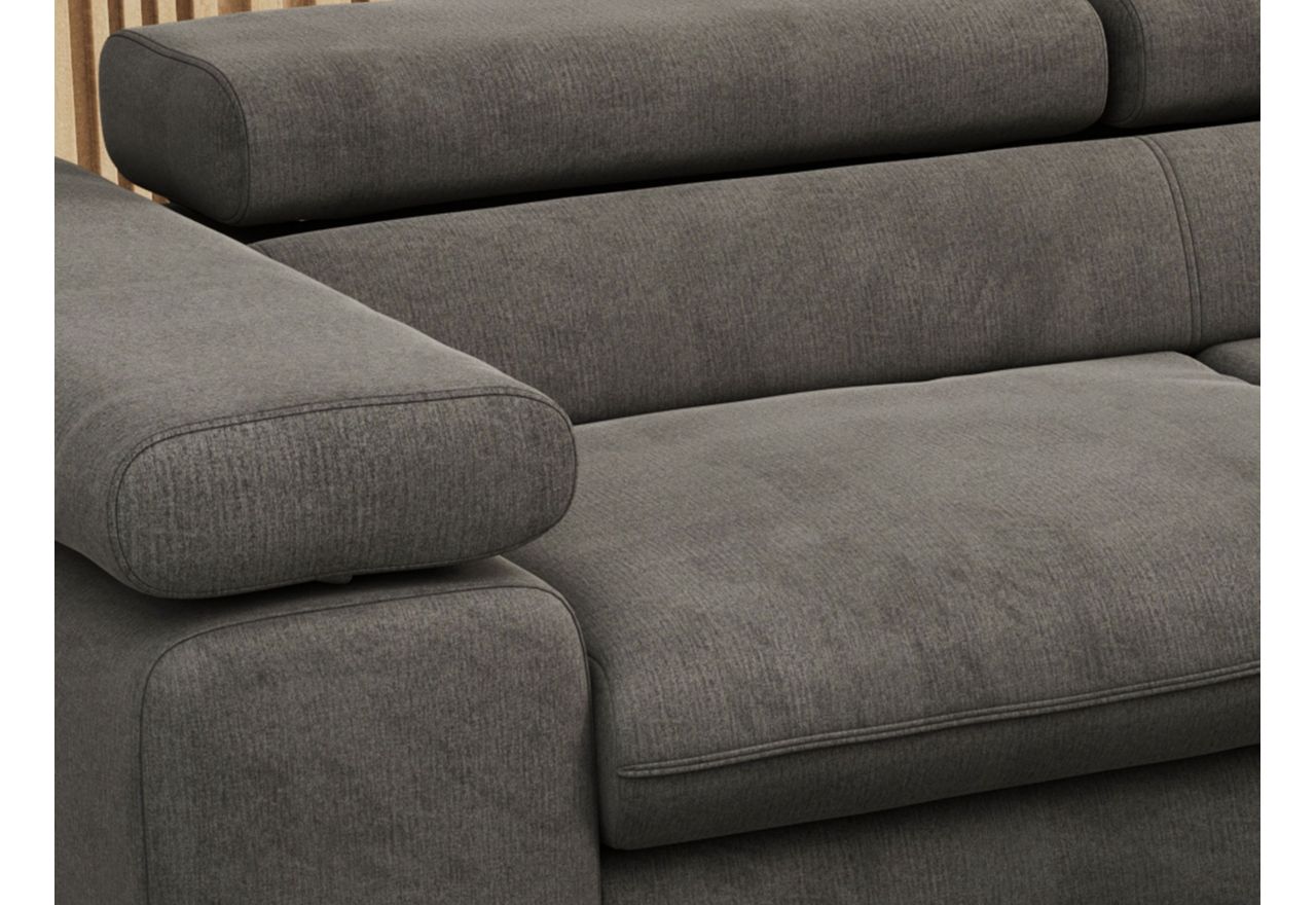 Narożnik PEDRO L - strona prawa - ciemnoszary, welwet