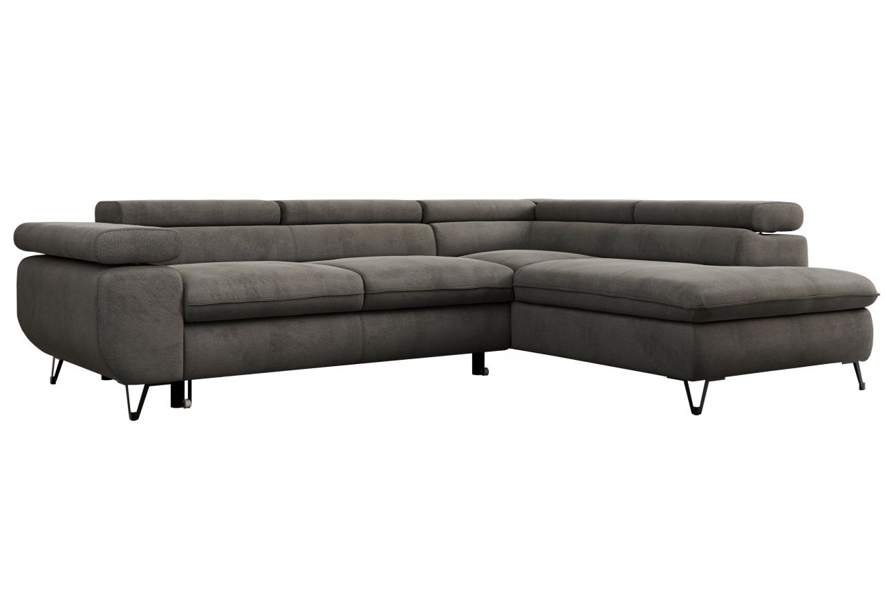 Narożnik PEDRO L - strona prawa - ciemnoszary, welwet