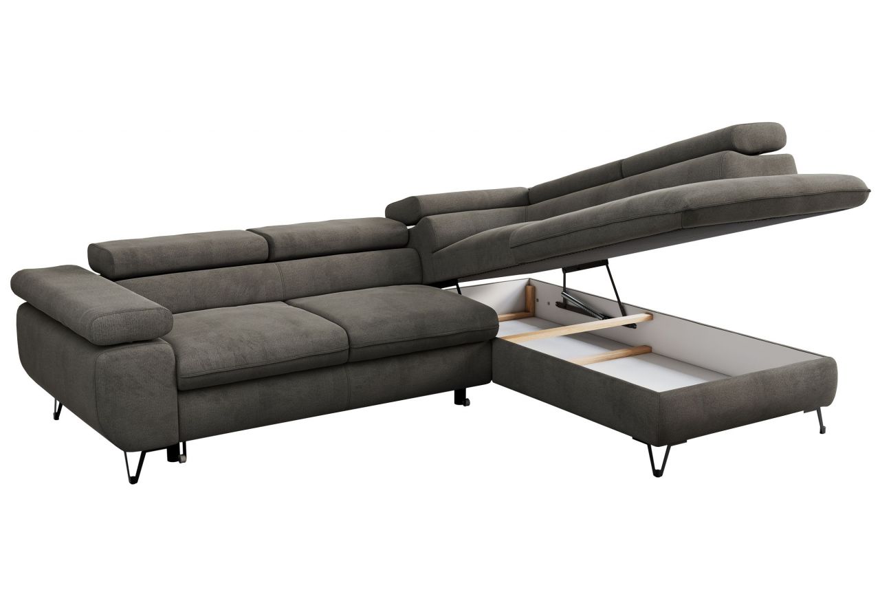 Narożnik PEDRO L - strona prawa - ciemnoszary, welwet