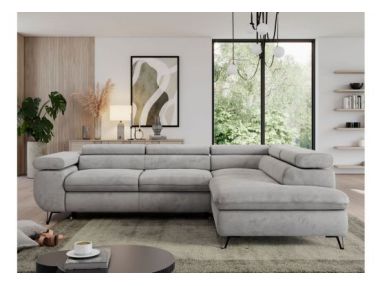 Narożnik PEDRO L - strona prawa - jasnoszary, welwet