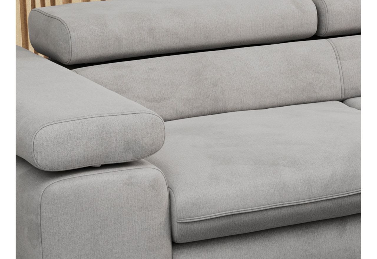 Narożnik PEDRO L - strona prawa - jasnoszary, welwet