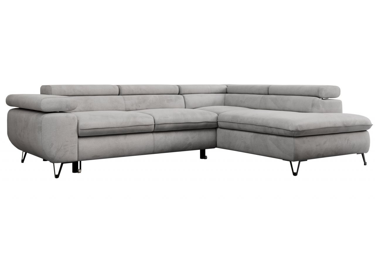 Narożnik PEDRO L - strona prawa - jasnoszary, welwet