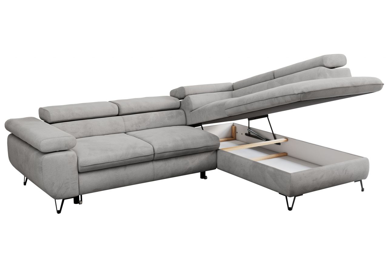 Narożnik PEDRO L - strona prawa - jasnoszary, welwet