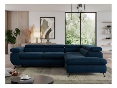 Narożnik PEDRO L - strona prawa - ciemnoniebieski, welwet