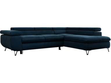 Narożnik PEDRO L - strona prawa - ciemnoniebieski, welwet