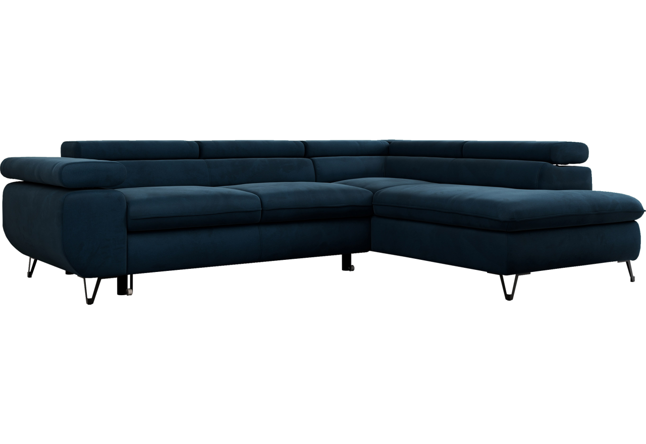 Narożnik PEDRO L - strona prawa - ciemnoniebieski, welwet