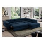 Narożnik PEDRO L - strona prawa - ciemnoniebieski, welwet