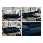 Narożnik PEDRO L - strona prawa - ciemnoniebieski, welwet