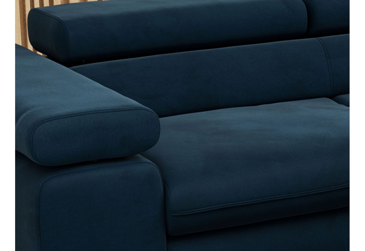 Narożnik PEDRO L - strona prawa - ciemnoniebieski, welwet