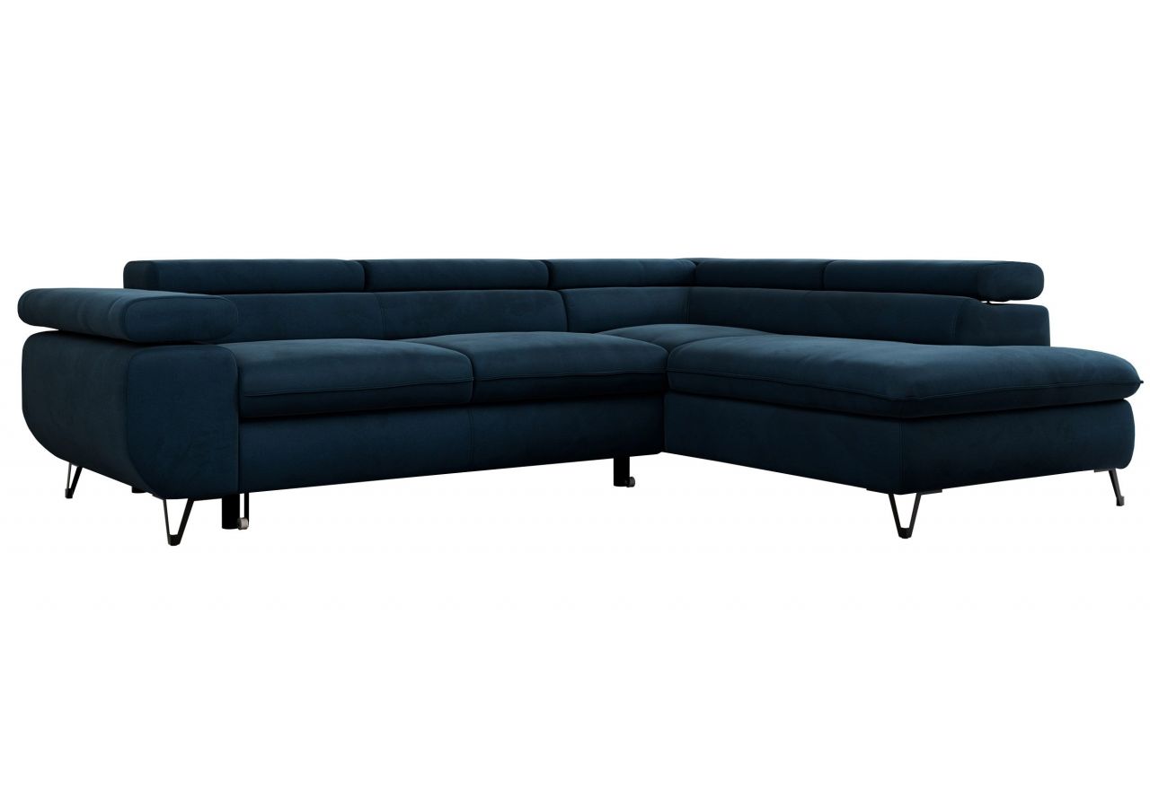 Narożnik PEDRO L - strona prawa - ciemnoniebieski, welwet