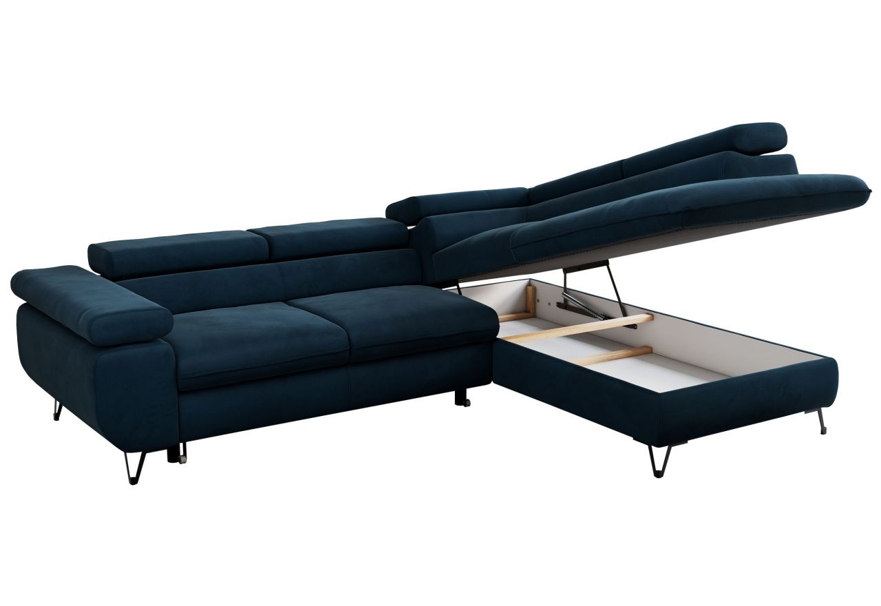 Narożnik PEDRO L - strona prawa - ciemnoniebieski, welwet