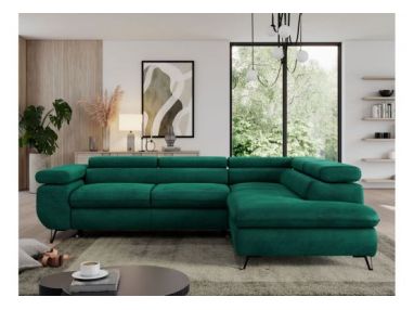 Narożnik PEDRO L - strona prawa - ciemnozielony, welwet