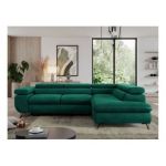 Narożnik PEDRO L - strona prawa - ciemnozielony, welwet
